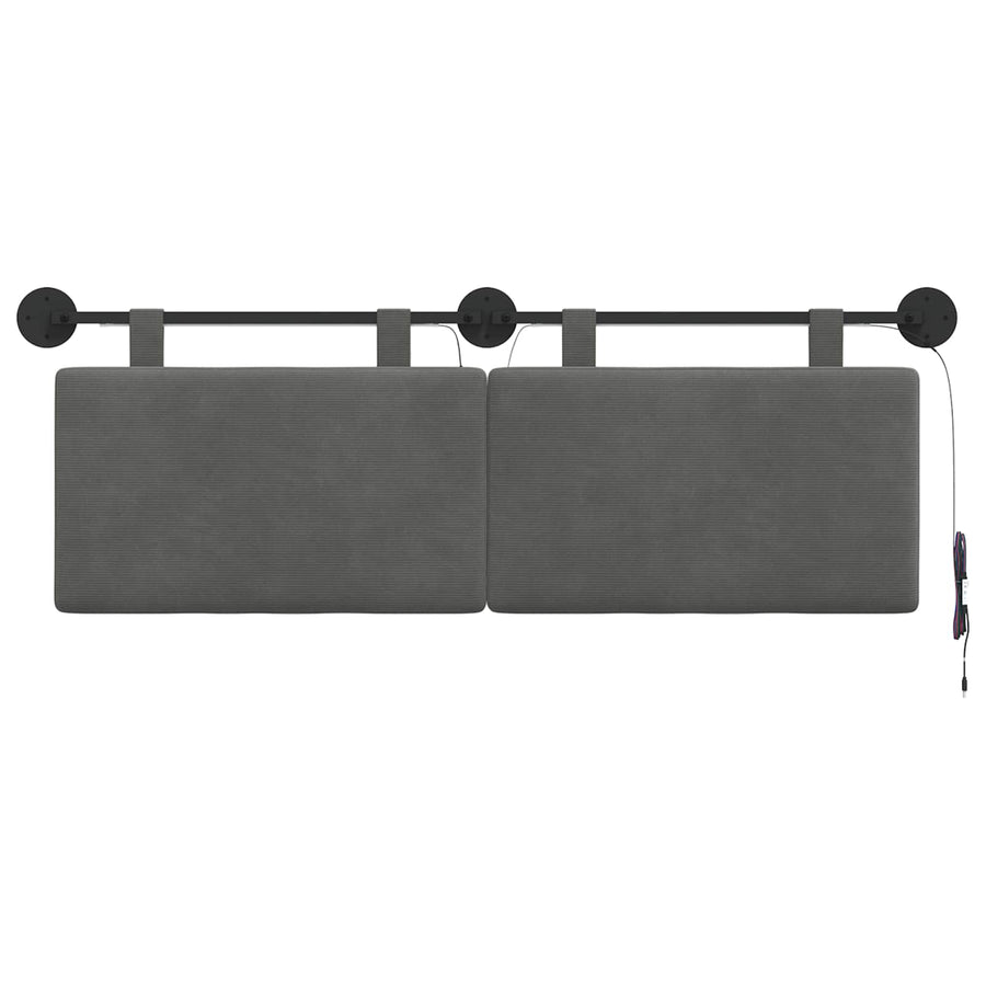 Hangend hoofdbord Met LED-verlichting Donkergrijs Katoen Stof