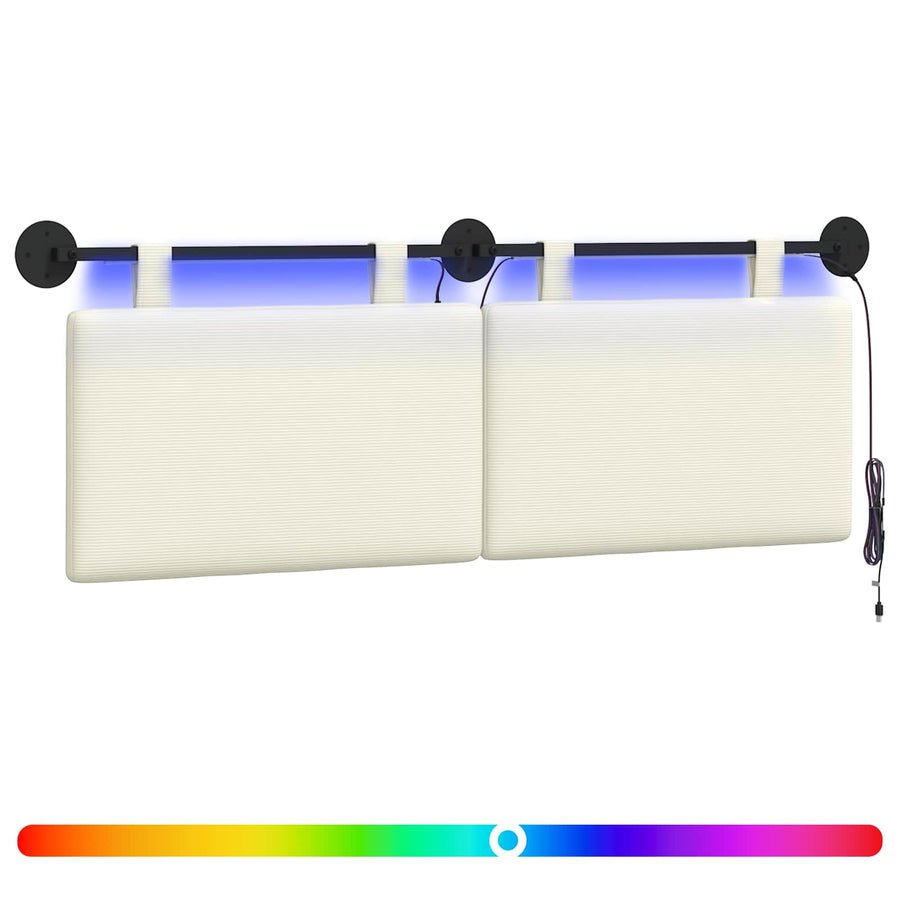 Hangend hoofdbord Met LED-verlichting Crèmekleurig Katoen Stof