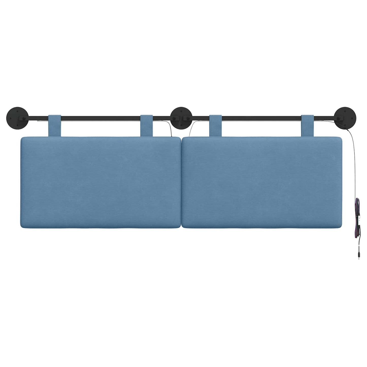 Hangend hoofdbord Met LED-verlichting Blauw Katoen Stof