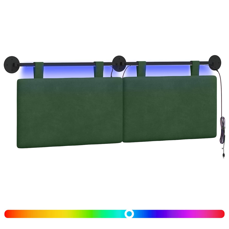 Hangend hoofdbord Met LED-verlichting Jungle Groen Katoen Stof