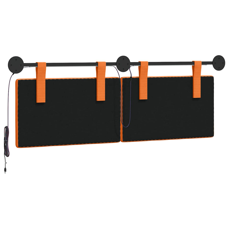 Hangend hoofdbord Met LED-verlichting Oranje Katoen Stof