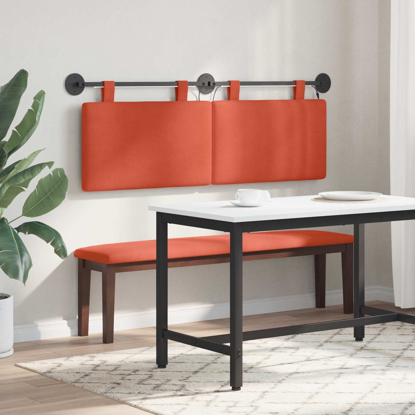 Hangend hoofdbord Met LED-verlichting Rood-oranje Katoen Stof
