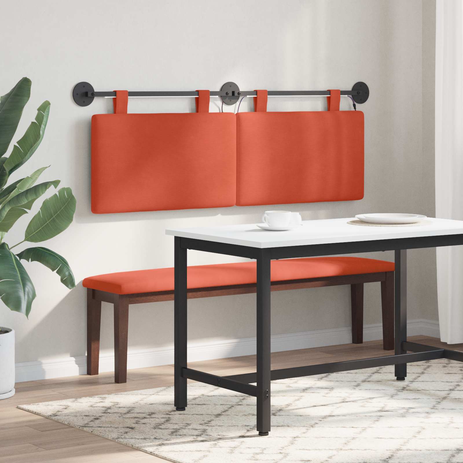 Hangend hoofdbord Met LED-verlichting Rood-oranje Katoen Stof
