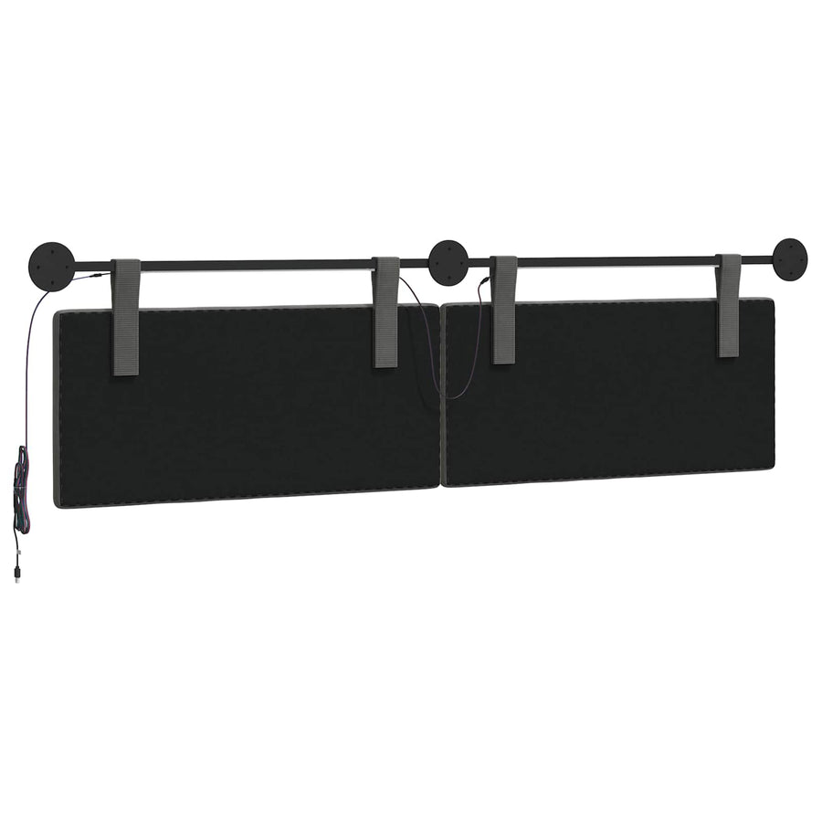Hangend hoofdbord Met LED-verlichting Donkergrijs Katoen Stof