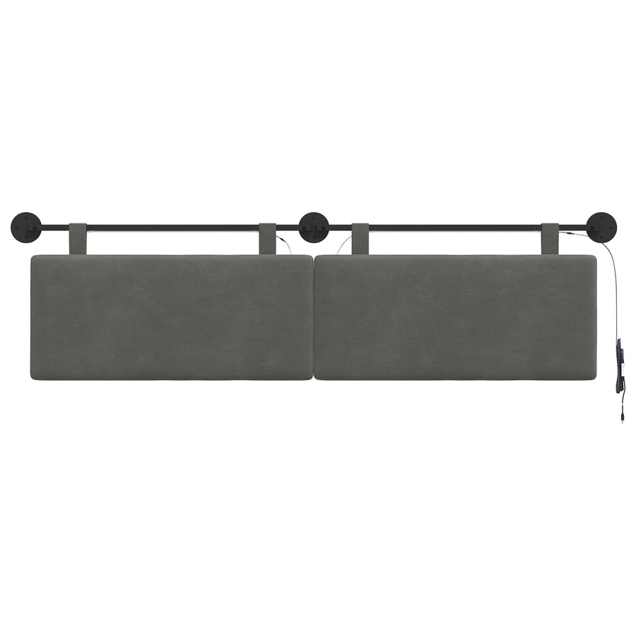 Hangend hoofdbord Met LED-verlichting Donkergrijs Katoen Stof