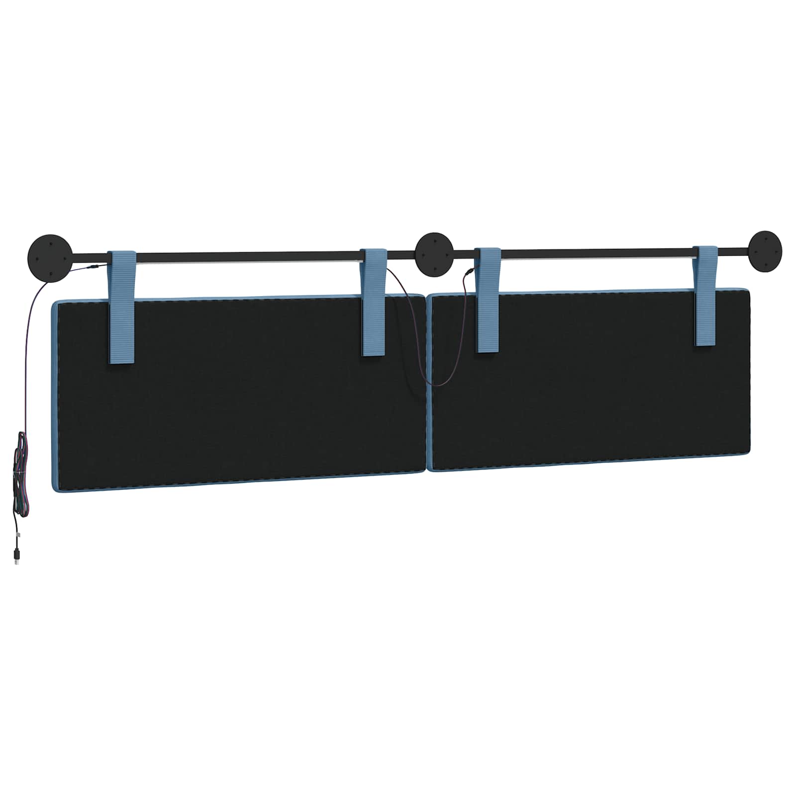 Hangend hoofdbord Met LED-verlichting Blauw Katoen Stof
