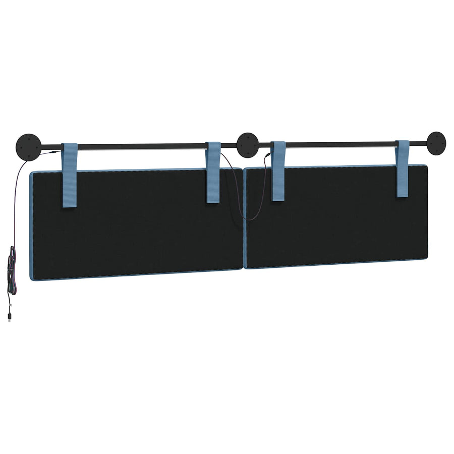 Hangend hoofdbord Met LED-verlichting Blauw Katoen Stof