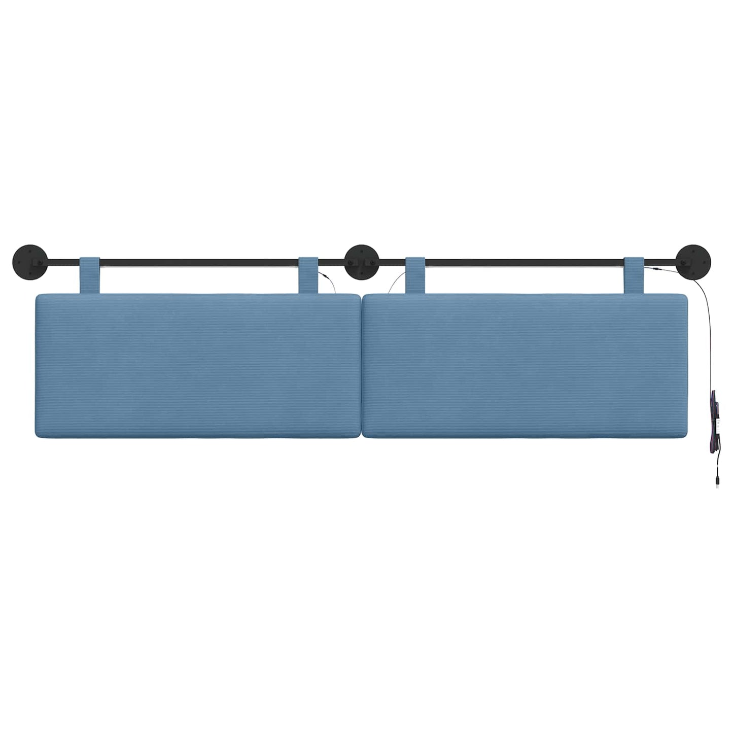 Hangend hoofdbord Met LED-verlichting Blauw Katoen Stof