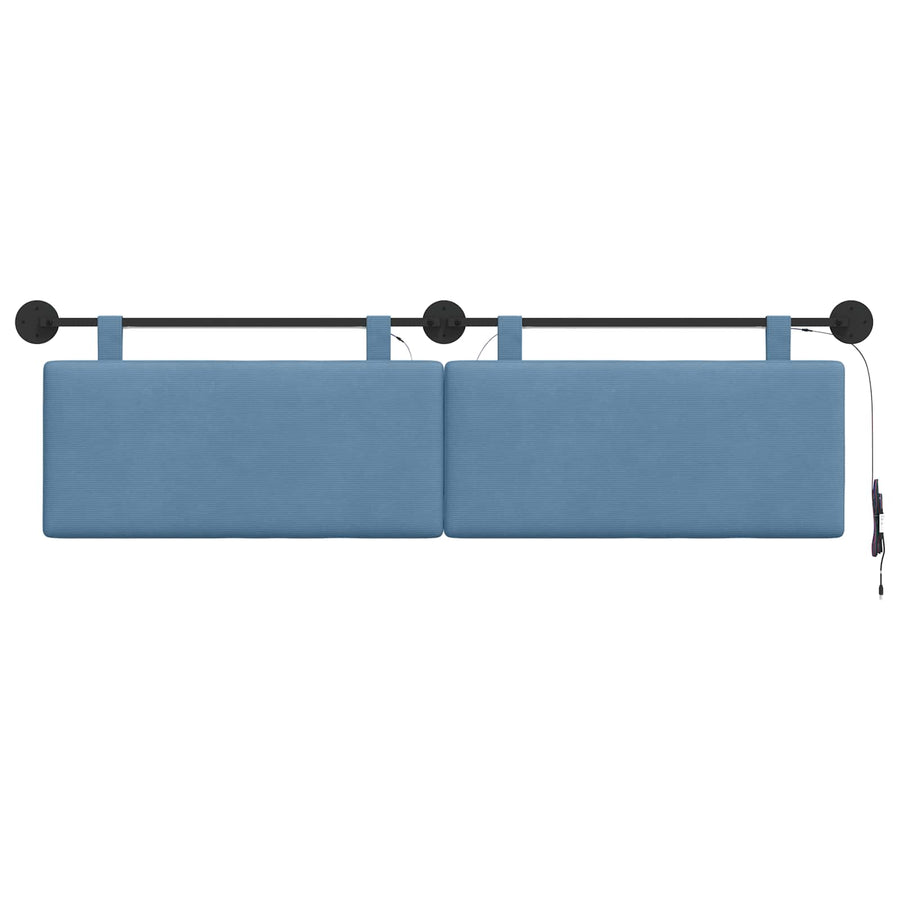Hangend hoofdbord Met LED-verlichting Blauw Katoen Stof