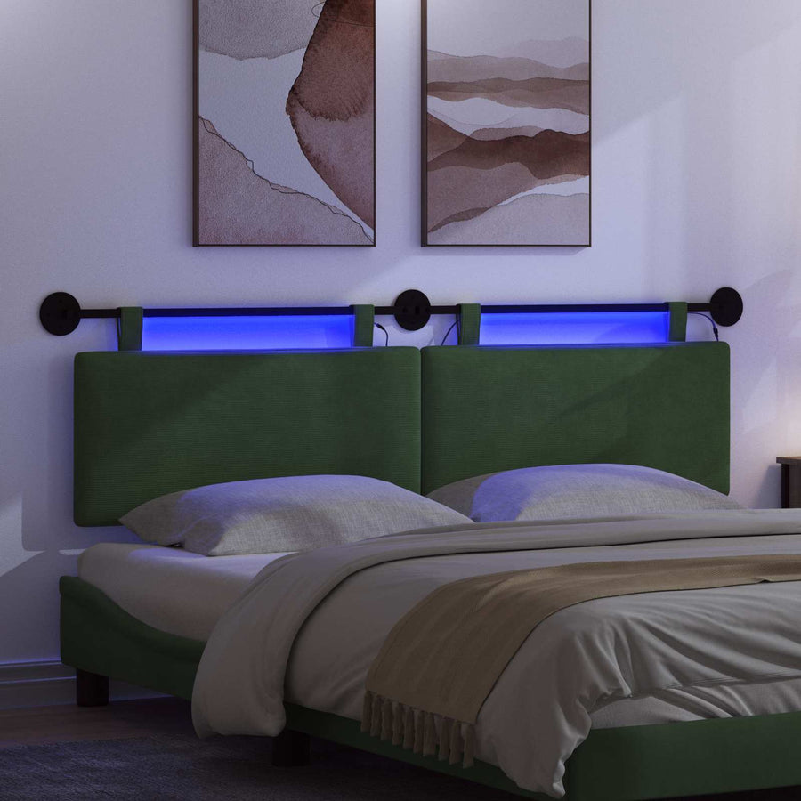 Hangend hoofdbord Met LED-verlichting Jungle Groen Katoen Stof