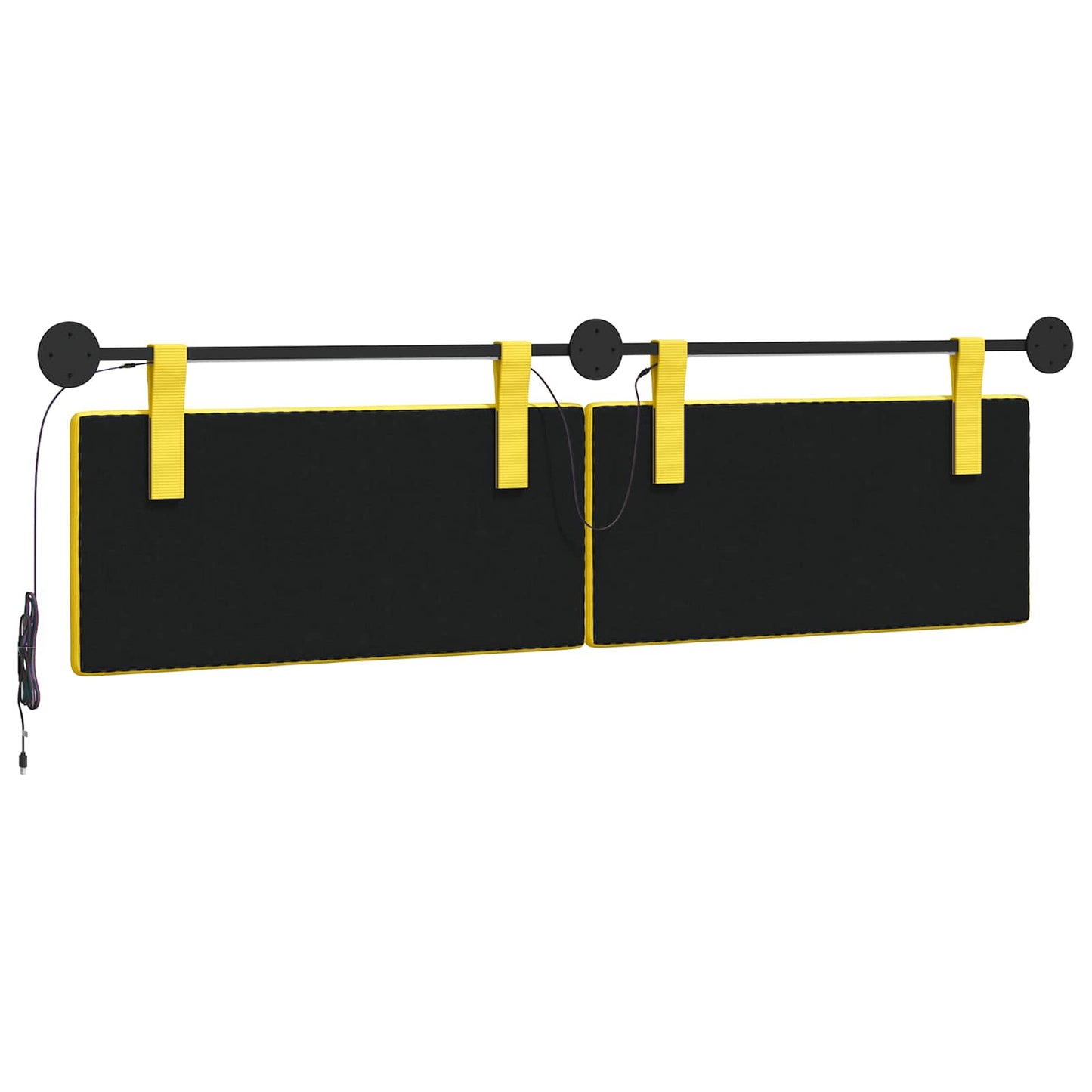 Hangend hoofdbord Met LED-verlichting Lichtgeel Katoen Stof