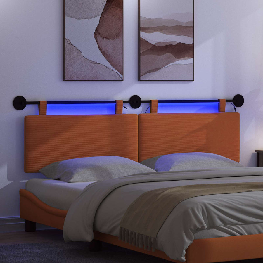 Hangend hoofdbord Met LED-verlichting Oranje Katoen Stof