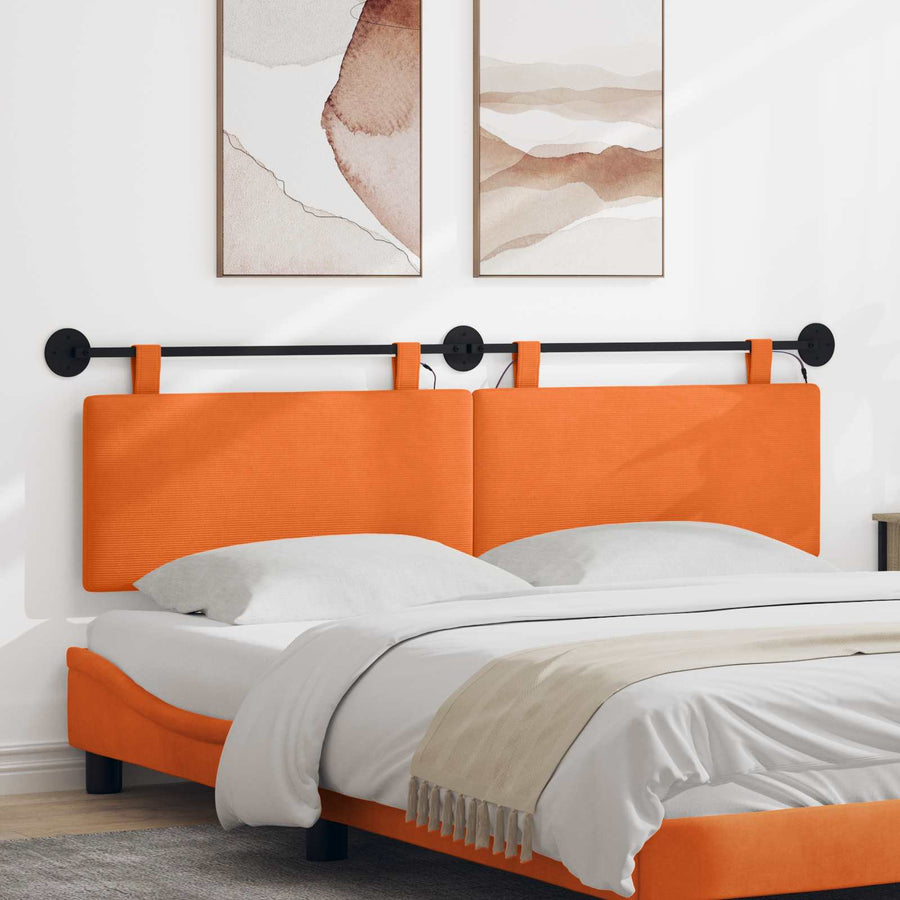 Hangend hoofdbord Met LED-verlichting Oranje Katoen Stof