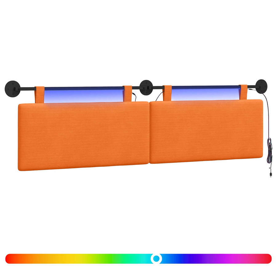 Hangend hoofdbord Met LED-verlichting Oranje Katoen Stof