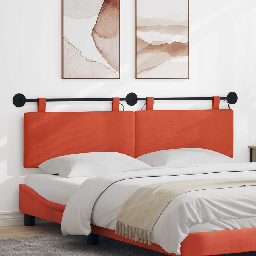 Hangend hoofdbord Met LED-verlichting Rood-oranje Katoen Stof