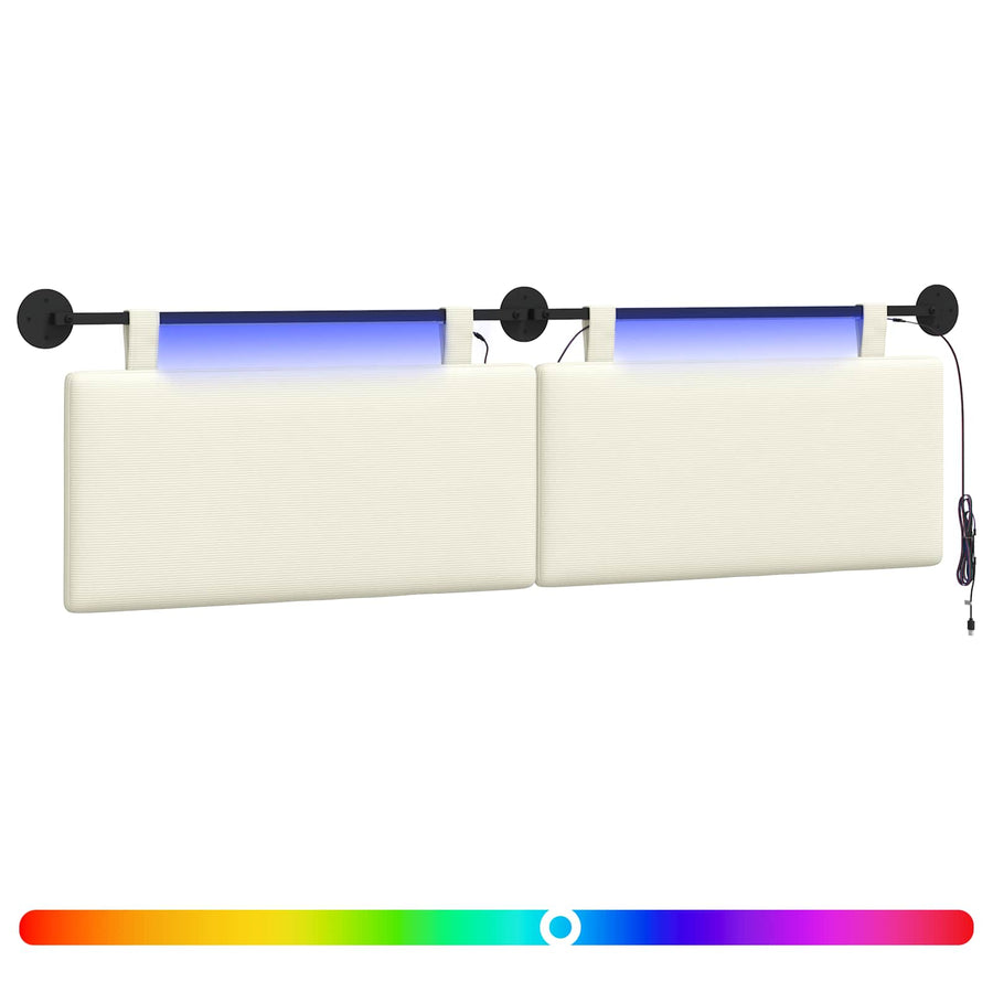 Hangend hoofdbord Met LED-verlichting Crèmekleurig Katoen Stof