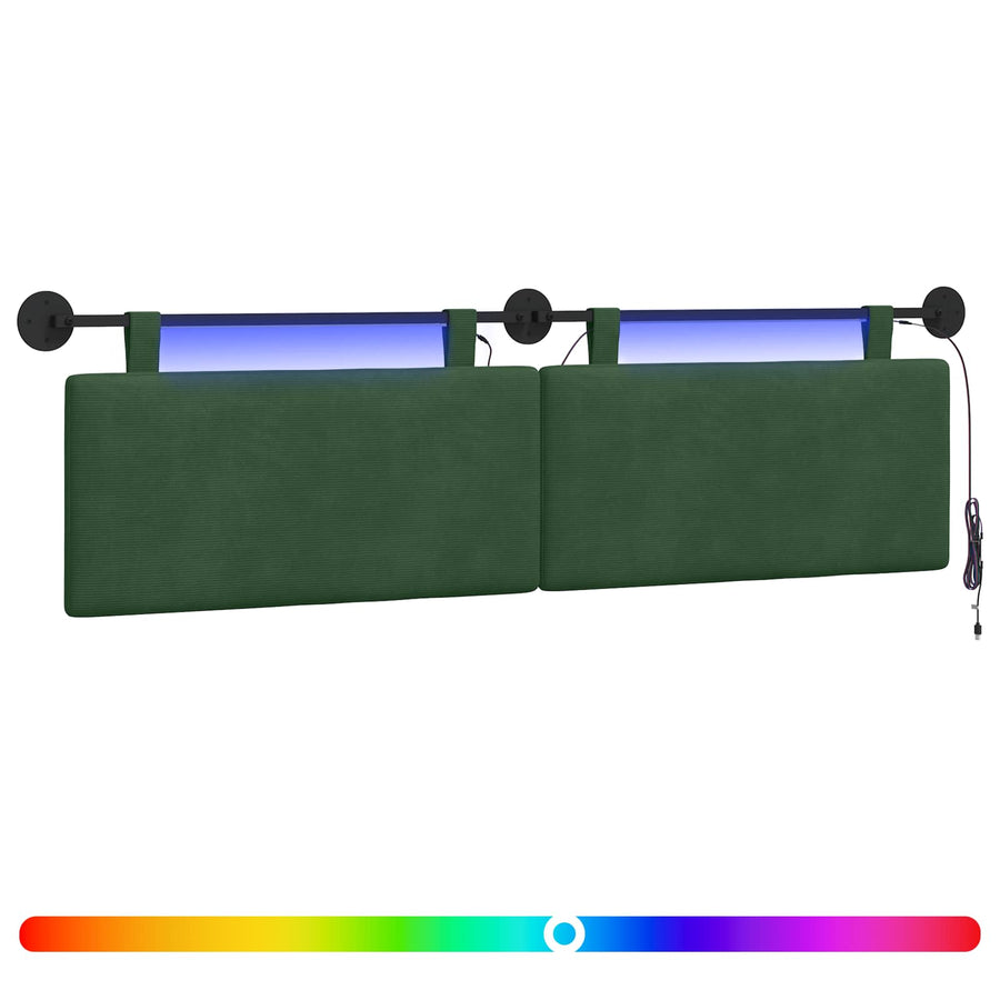 Hangend hoofdbord Met LED-verlichting Jungle Groen Katoen Stof
