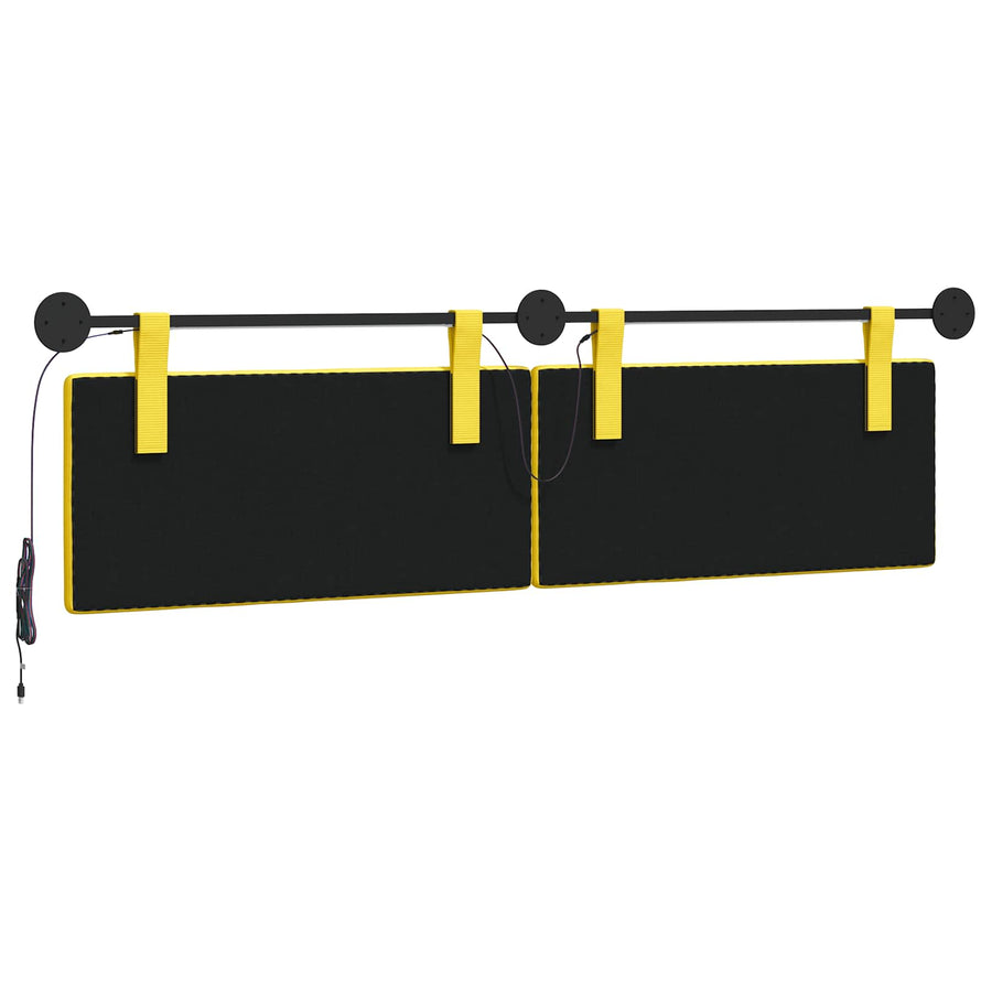 Hangend hoofdbord Met LED-verlichting Lichtgeel Katoen Stof