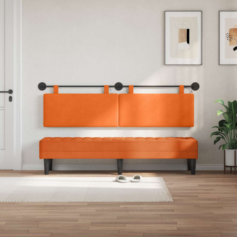 Hangend hoofdbord Met LED-verlichting Oranje Katoen Stof