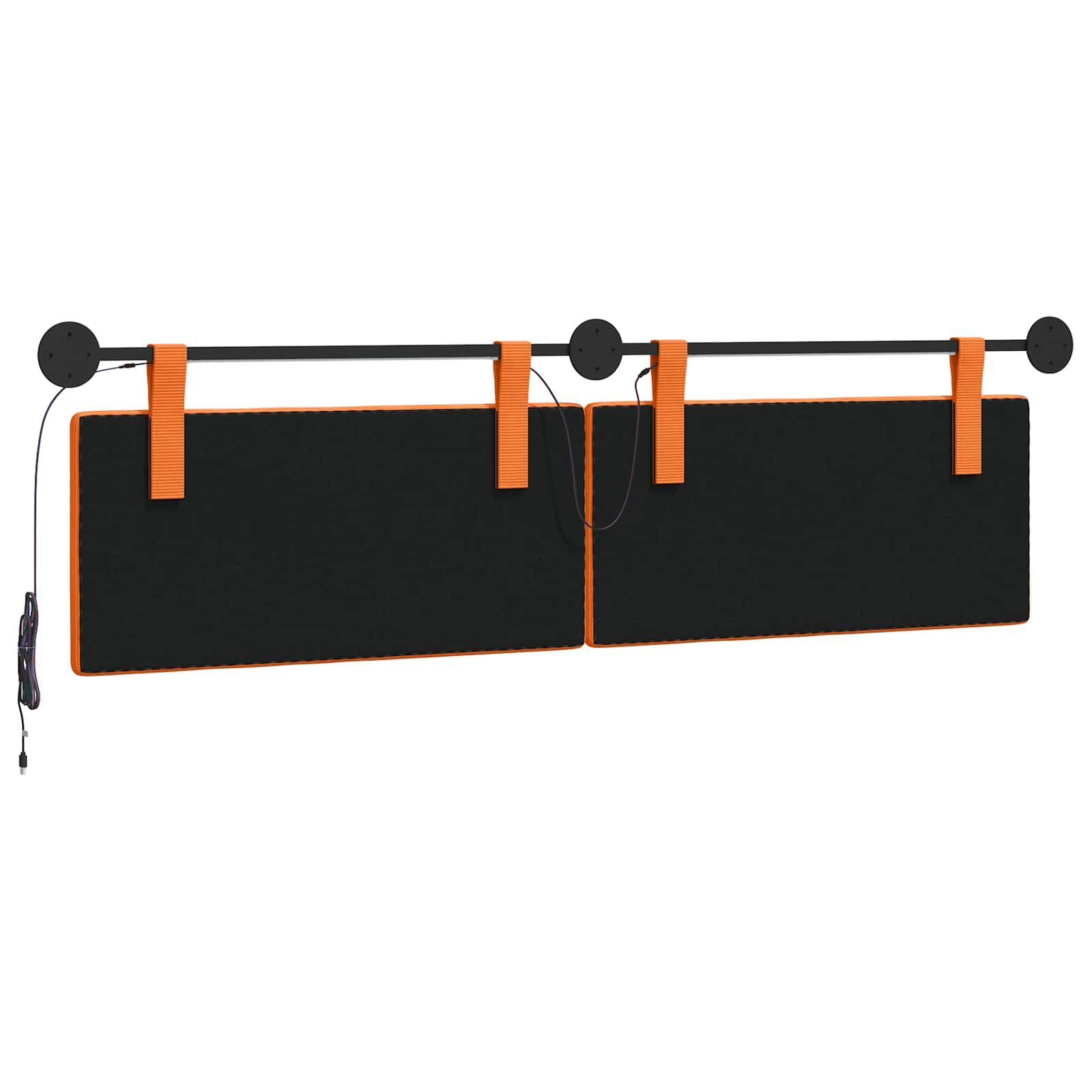 Hangend hoofdbord Met LED-verlichting Oranje Katoen Stof