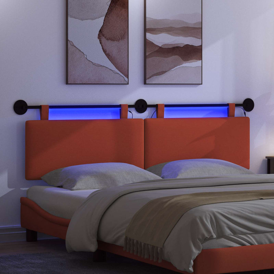 Hangend hoofdbord Met LED-verlichting Rood-oranje Katoen Stof