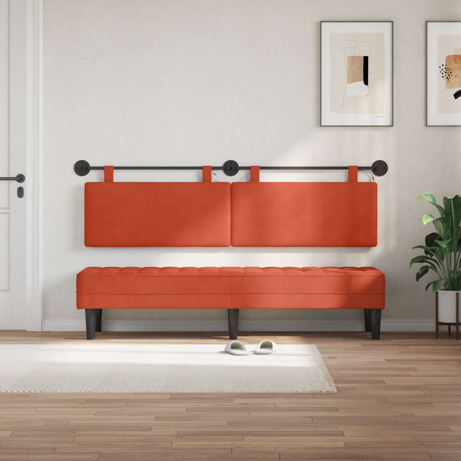 Hangend hoofdbord Met LED-verlichting Rood-oranje Katoen Stof