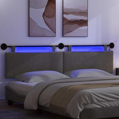 Hangend hoofdbord Met LED-verlichting Lichtgrijs Katoen Stof