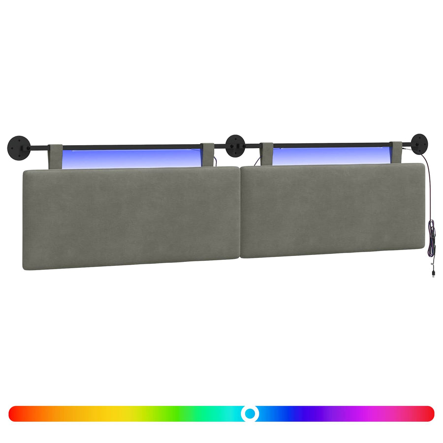 Hangend hoofdbord Met LED-verlichting Lichtgrijs Katoen Stof