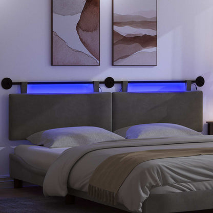 Hangend hoofdbord Met LED-verlichting Donkergrijs Katoen Stof