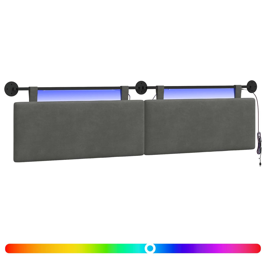 Hangend hoofdbord Met LED-verlichting Donkergrijs Katoen Stof