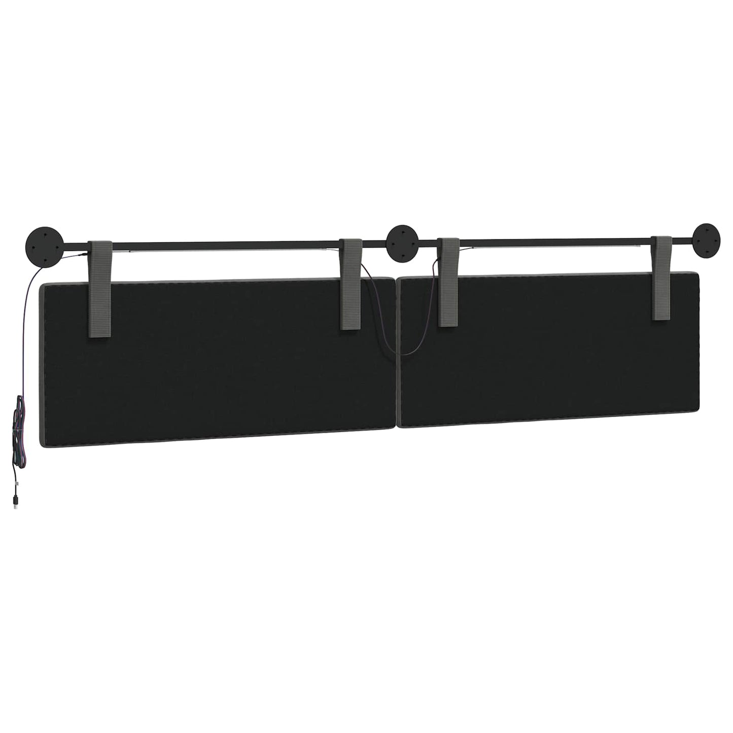 Hangend hoofdbord Met LED-verlichting Donkergrijs Katoen Stof