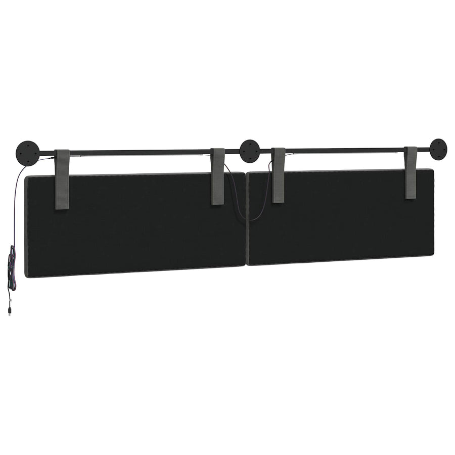 Hangend hoofdbord Met LED-verlichting Donkergrijs Katoen Stof