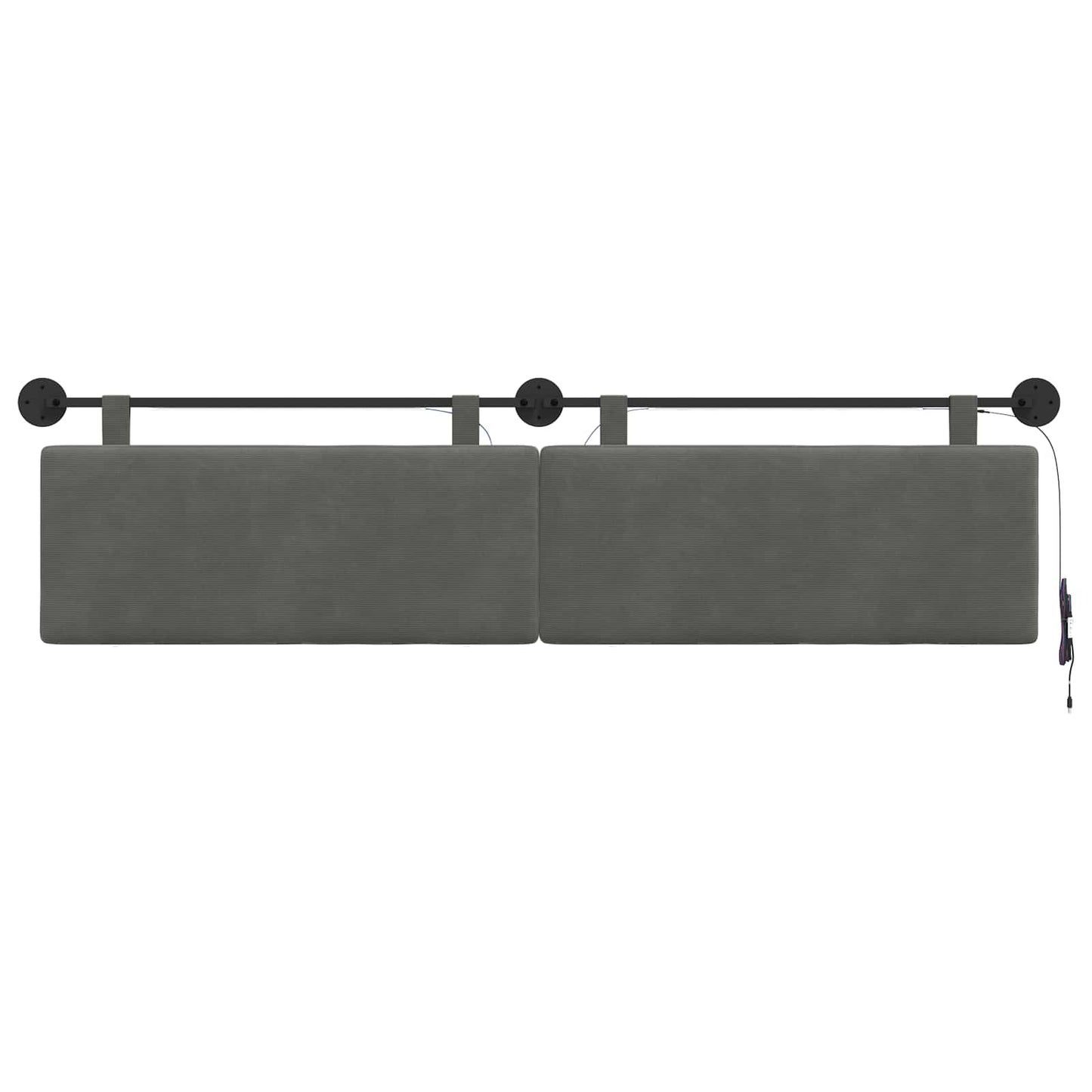 Hangend hoofdbord Met LED-verlichting Donkergrijs Katoen Stof