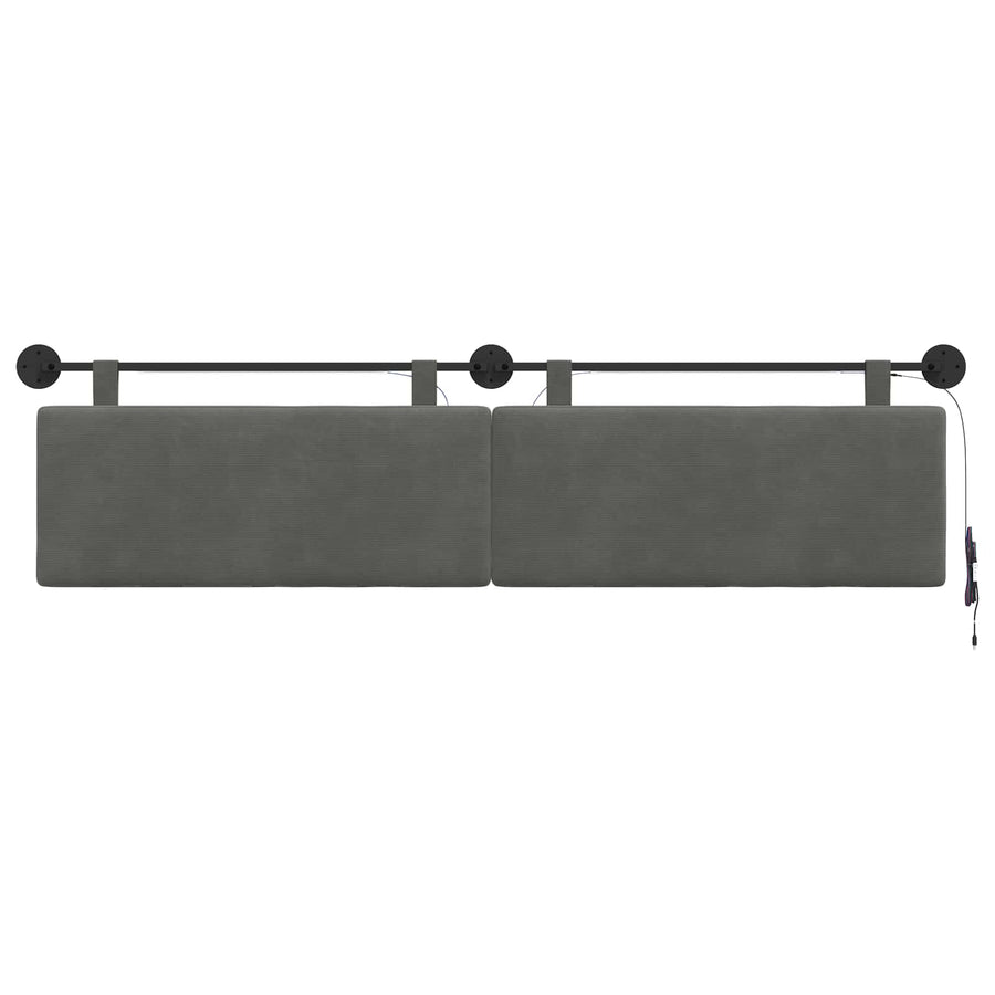 Hangend hoofdbord Met LED-verlichting Donkergrijs Katoen Stof