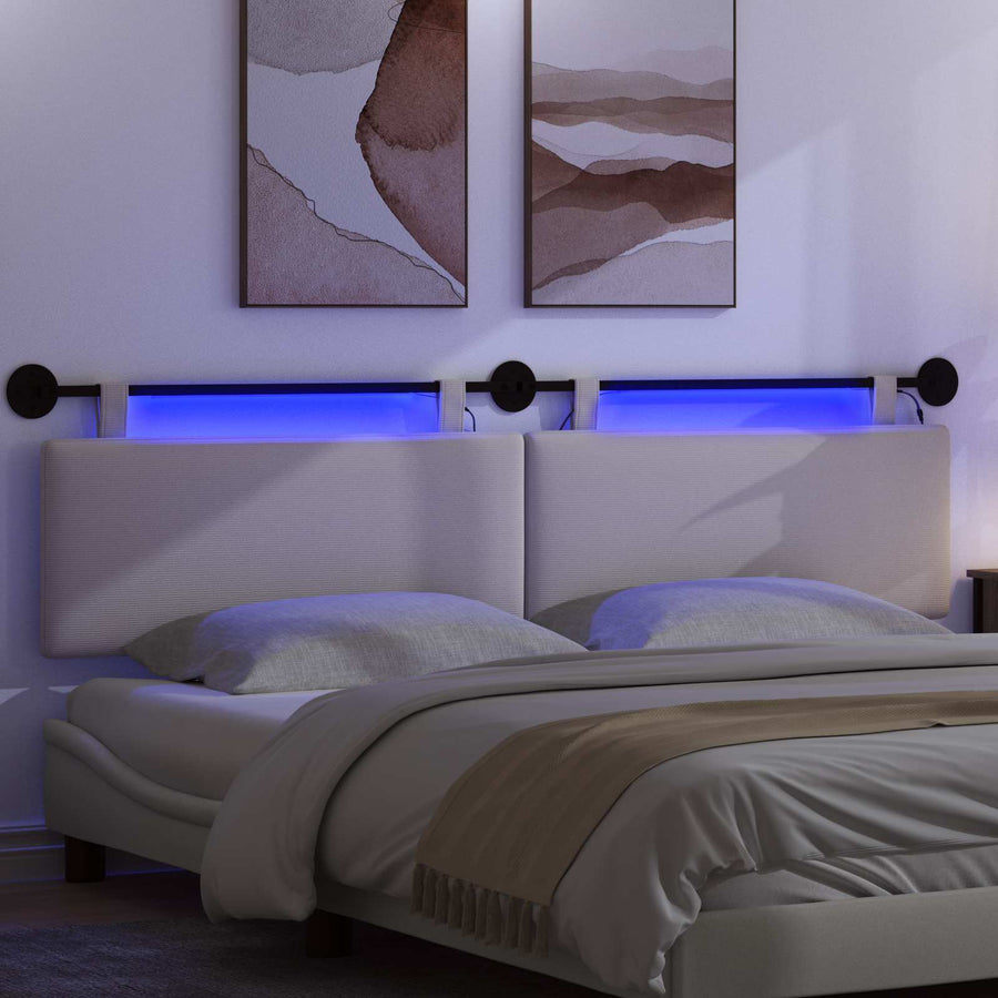 Hangend hoofdbord Met LED-verlichting Crèmekleurig Katoen Stof