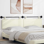Hoofdbord hangend 210x55x5 cm crèmekleurig katoen stof met LED