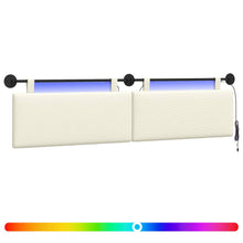 Hangend hoofdbord Met LED-verlichting Crèmekleurig Katoen Stof