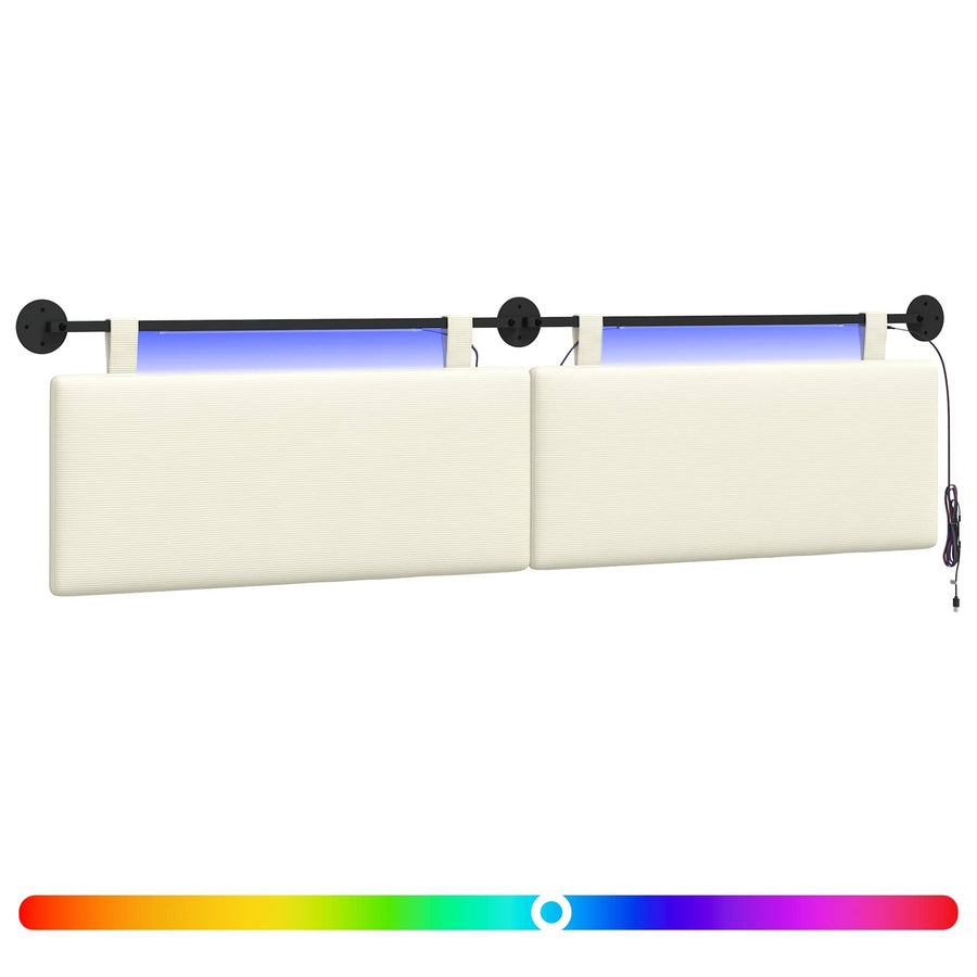 Hangend hoofdbord Met LED-verlichting Crèmekleurig Katoen Stof