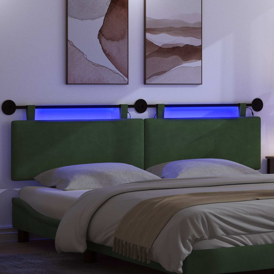 Hangend hoofdbord Met LED-verlichting Jungle Groen Katoen Stof