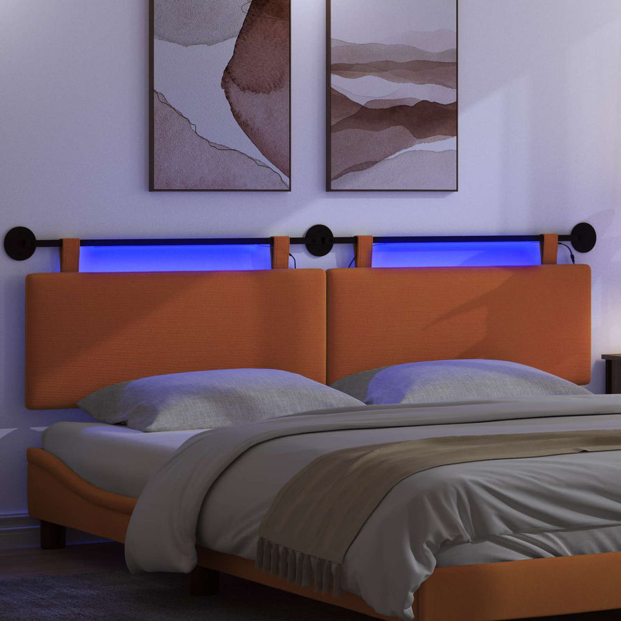 Hangend hoofdbord Met LED-verlichting Oranje Katoen Stof