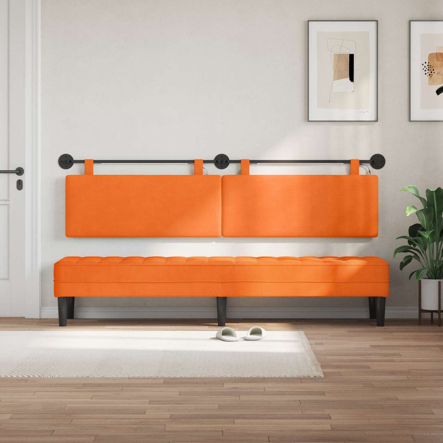 Hangend hoofdbord Met LED-verlichting Oranje Katoen Stof
