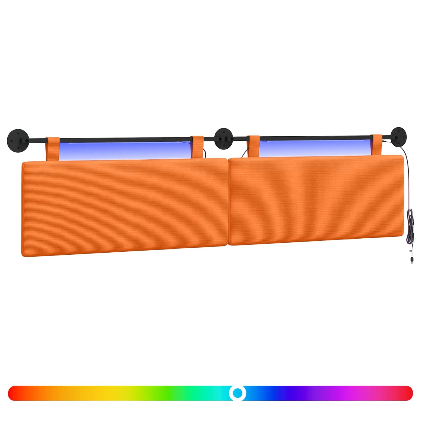 Hangend hoofdbord Met LED-verlichting Oranje Katoen Stof