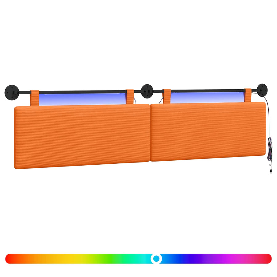 Hangend hoofdbord Met LED-verlichting Oranje Katoen Stof