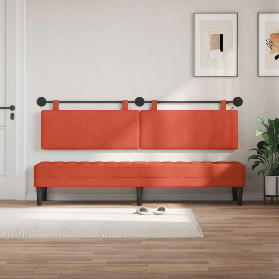 Hangend hoofdbord Met LED-verlichting Rood-oranje Katoen Stof