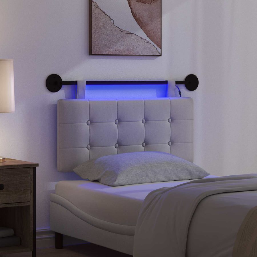 Hangend hoofdbord Met LED-verlichting Wolkengrijs Stof
