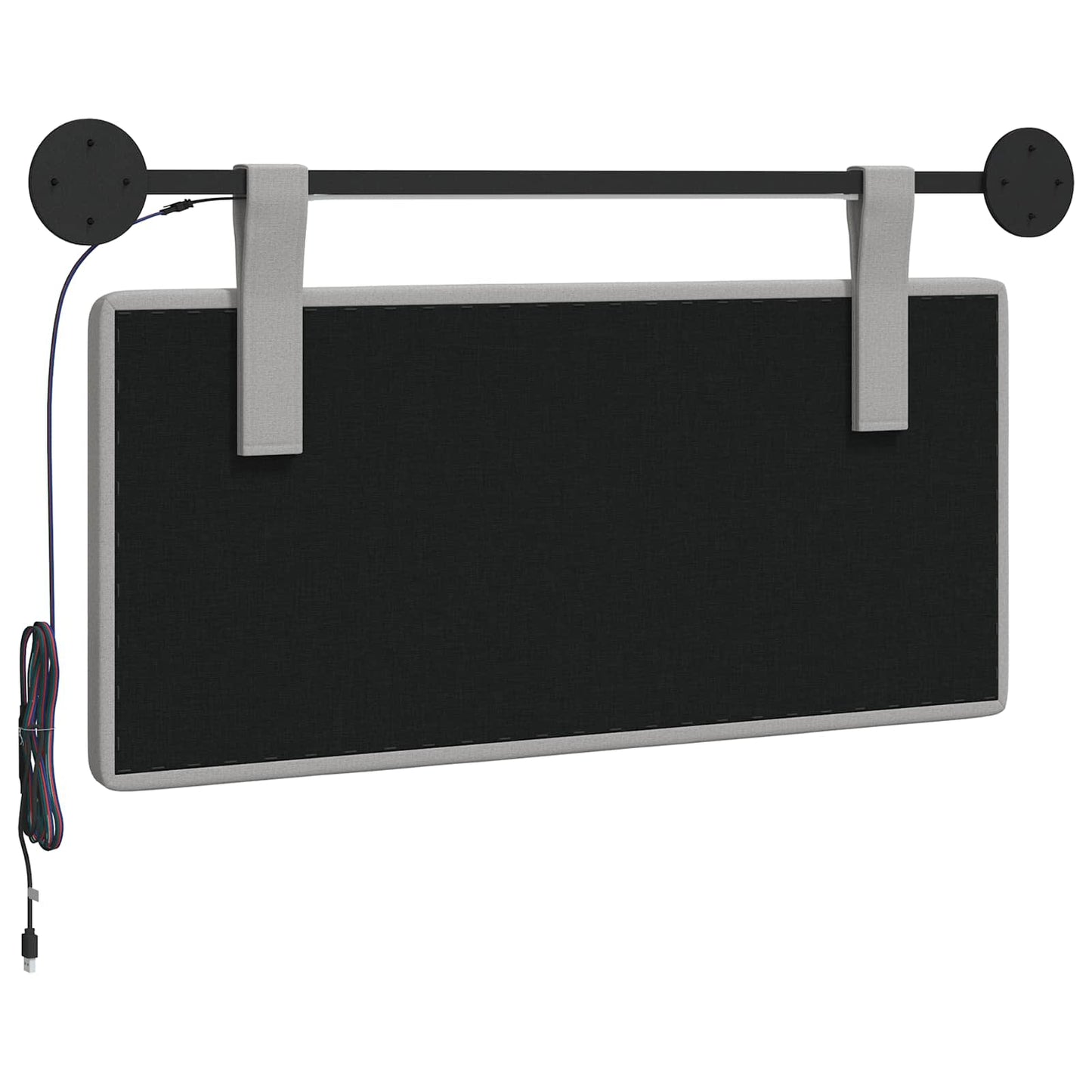 Hangend hoofdbord Met LED-verlichting Wolkengrijs Stof