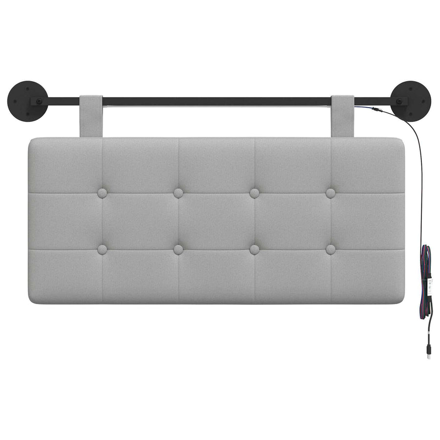 Hangend hoofdbord Met LED-verlichting Wolkengrijs Stof