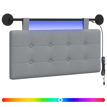 Hangend hoofdbord Met LED-verlichting Lichtgrijs Stof