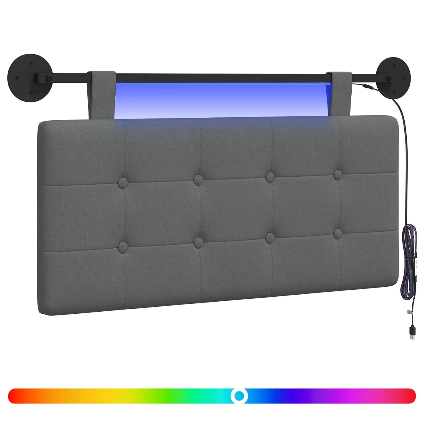 Hangend hoofdbord Met LED-verlichting Donkergrijs Stof