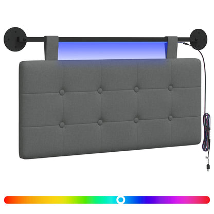 Hangend hoofdbord Met LED-verlichting Donkergrijs Stof